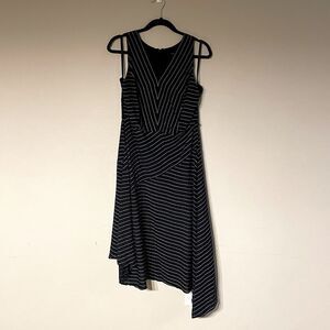 White House Black Market Asymmetrical Navy and White Sleeveless Dress. Size 10.